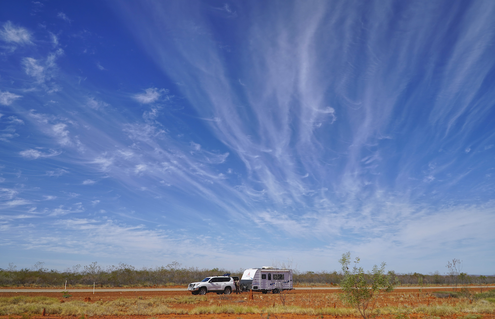 Car and caravan in outback Australia.
