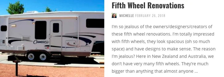If you love the space and layouts of the fifth wheels, what about buying an older one and renovating it to exactly your tastes?
